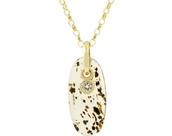 Montana Agate Diamond Necklace - Silver/Gold - agate necklace, statement necklace, birthstone necklace, gold agate necklace