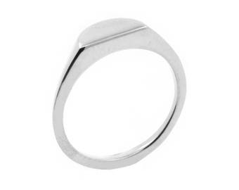 Sterling Silver Signet Ring|Silver Signet Ring|Signet Ring|Alternative Engagement ring|Friendship ring set|Womens Signet Ring