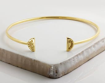 Sun & Moon Bangle - Gold Vermeil, sun and moon bracelet, celestial bangle