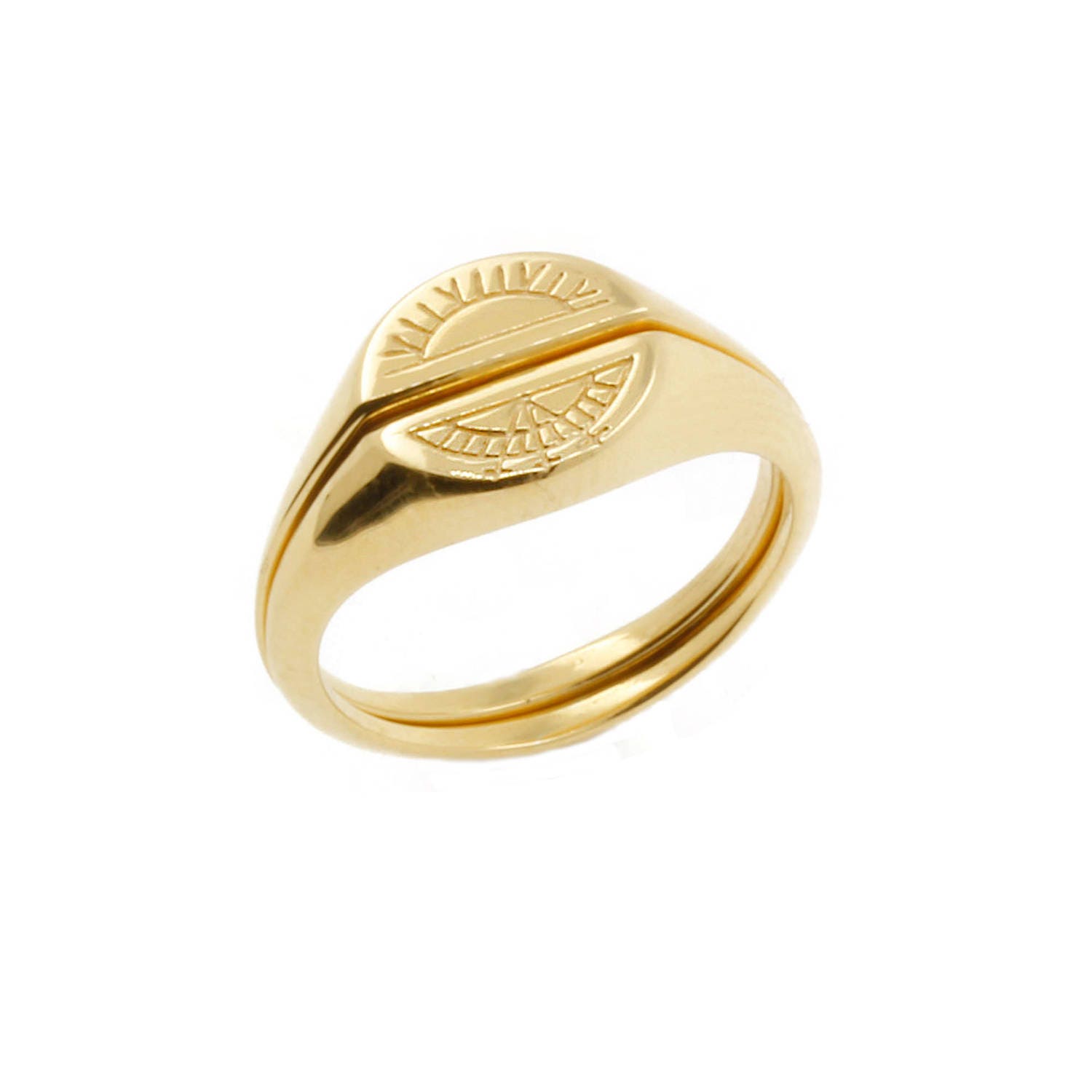 Sun and Moon Signet Rings Solid Gold Gold Sun and Moon Ring Unique Matching Rings Sun and Moon Wedding Bands Celestial Ring Etsy Canada