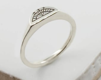Moon Signet Ring - Silver, moon ring, celestial ring, silver moon ring, silver signet ring, silver pinky ring