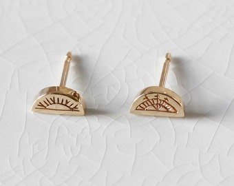 Sun and Moon Earrings |Gold Stud Earrings| Moon Earrings | Sun Earrings|Asymmetrcial Earrings| Celestial Earrings| gold studs