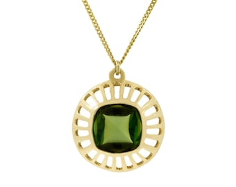 Green Tourmaline Necklace – Silver/Gold - October birthstone necklace, gemstone necklace, green necklace, geometric necklace.