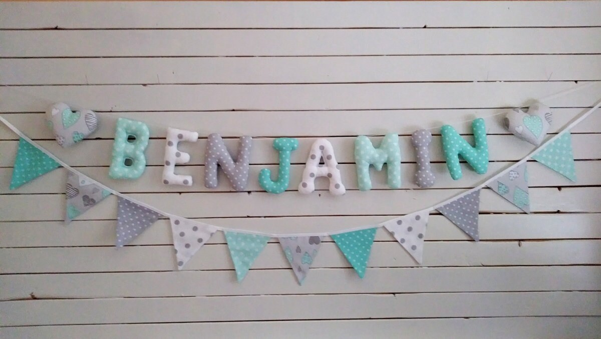 Guirlande Prénom avec de Fanion, Guirlande, Lettre, Prénom Personnalisable, Anniversaire, Bapteme, D