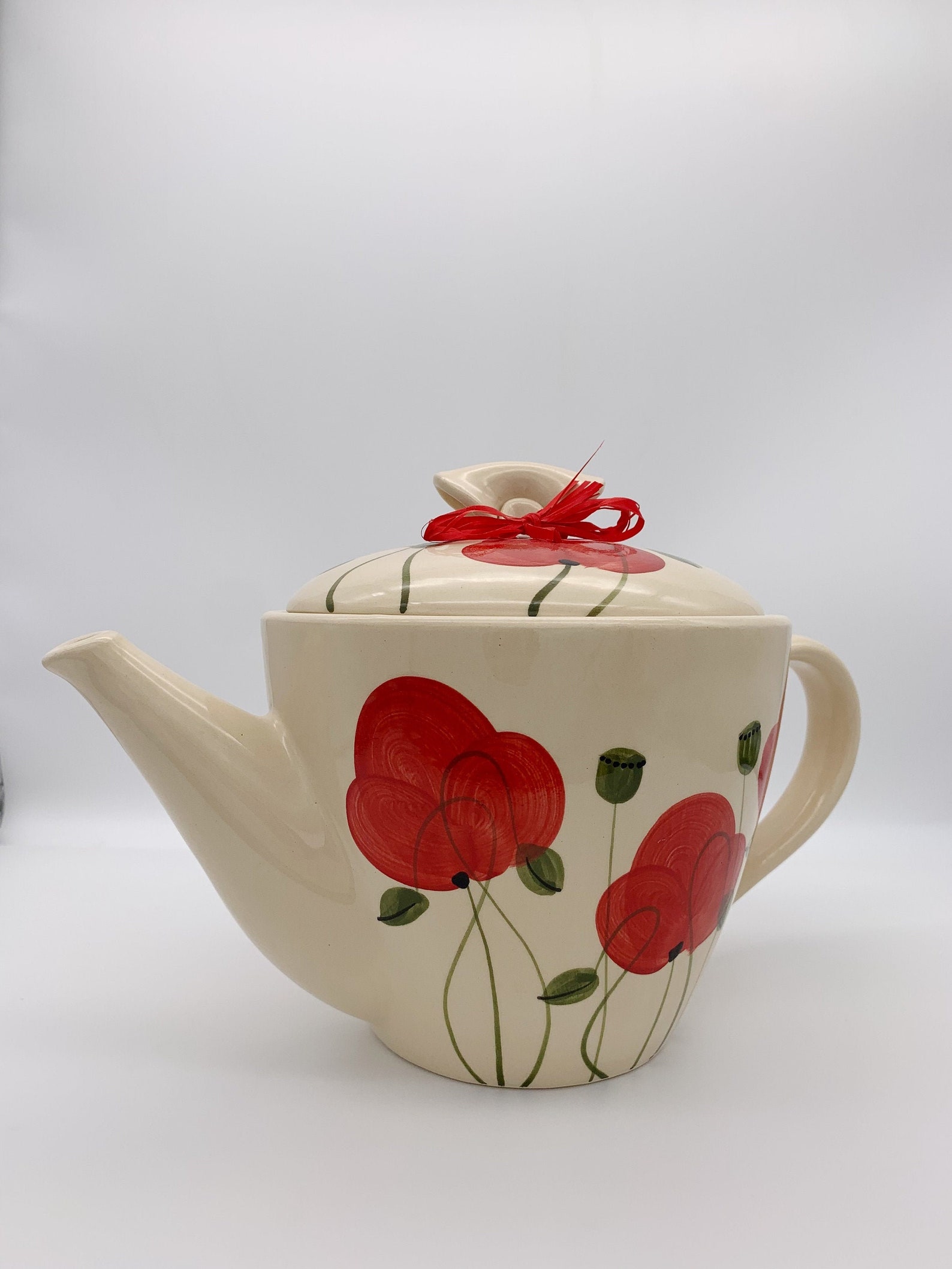 Red Poppy Flower Teapot/ Ceramic Teapot/ Unique Teapot/ Etsy
