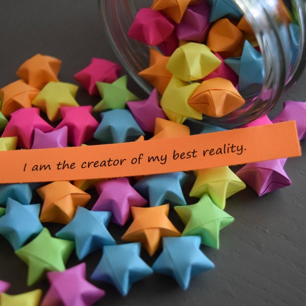 100 Origami Lucky Stars with Positive Affirmations