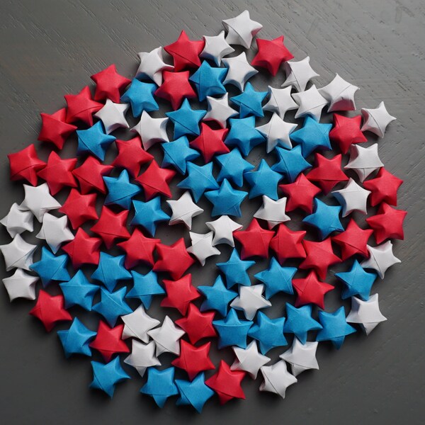 100 Origami Lucky Stars - Red, White, Blue