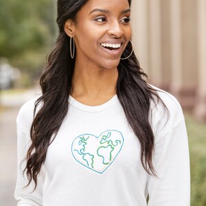 Earth Heart Sweatshirt, Soft and Comfortable Organic Pullover, Embroidered, Always Look Out for Others Inspirational Bible Verse Sweatshirt