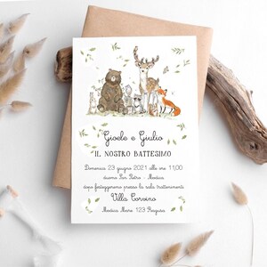 invito battesimo /invito compleanno invito bambina invito animali della foresta