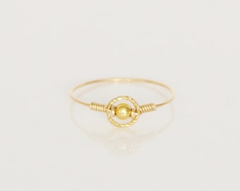 thin minimalist circle ring in 14k gold filled