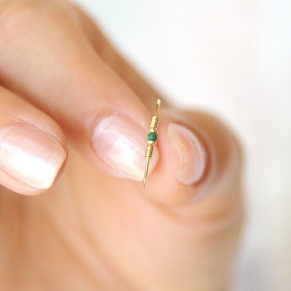 Minimalist thin ring in gold filled 14k and Malachite