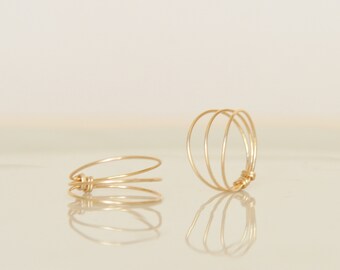 Anello multi-fila a triplo anello sottile e minimalista in oro riempito 14k