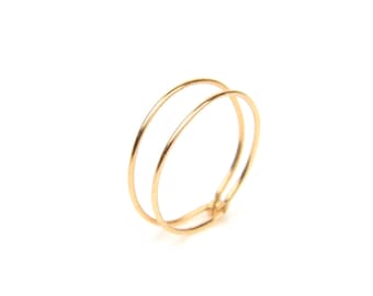 Bague de phalange double anneau en or laminé 14k - bague fine minimaliste