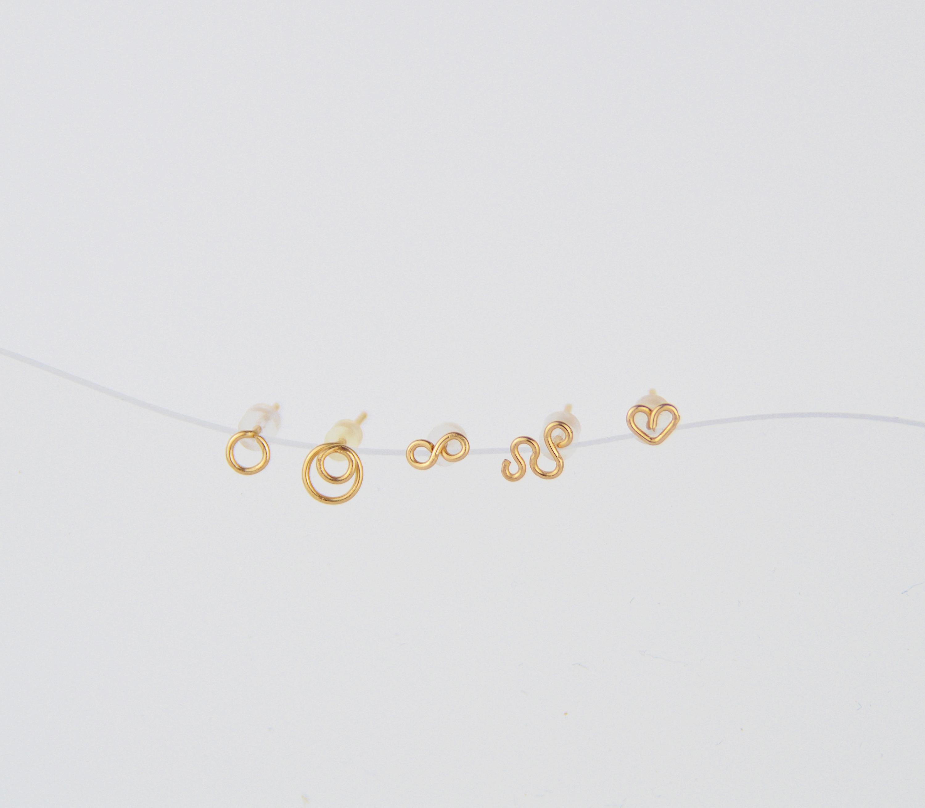 Orecchini A Perno 14kt Oro Giallo 585 - Simbolo Infinito, Regalo In Confezione Prins