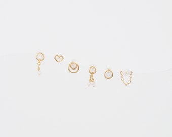 Petits piercings minimalistes au choix en or rempli 14k et zircon naturel