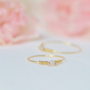 Minimalist thin ring in 14k gold filled and rose quartz