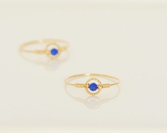 thin minimalist ring in 14k gold filled and Lapis Lazuli