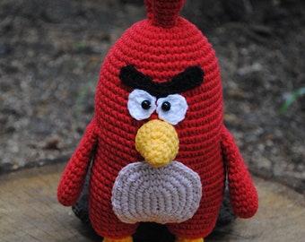 Crochet Red Bird, Cartoon Toy, Toy for children, interior toy, handmade crochet toy, red color toy