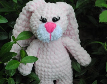 Handmade crochet plush Bunny toy, plush toy, handmade, amigurumi, crochet toy, pinc color toy bunny