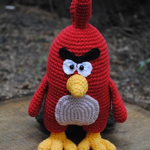 Crochet Red Bird, Cartoon Toy, Toy for children, interior toy, handmade crochet toy, red color toy