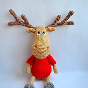 Handmade crochet deer toy, Christmas toy, New Year&#39;s deer, Crochet Animals,  Amigurumi  Crochet toy