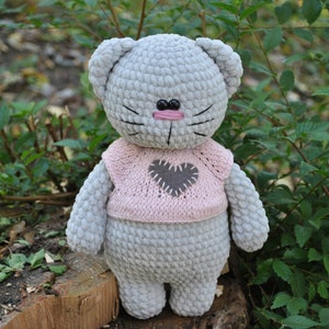 Handmade crochet plush toy cat, Crochet toy, Amigurumi Plush toy cat, Handmade plush soft eco toy,  Handmade Soft toys, crochet animals