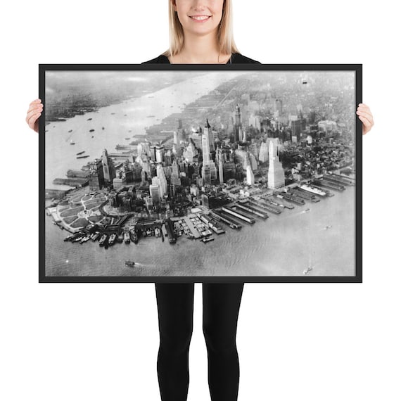 マンハッタンの先端の航空写真 ニューヨーク市 ヴィンテージ 1930 年代