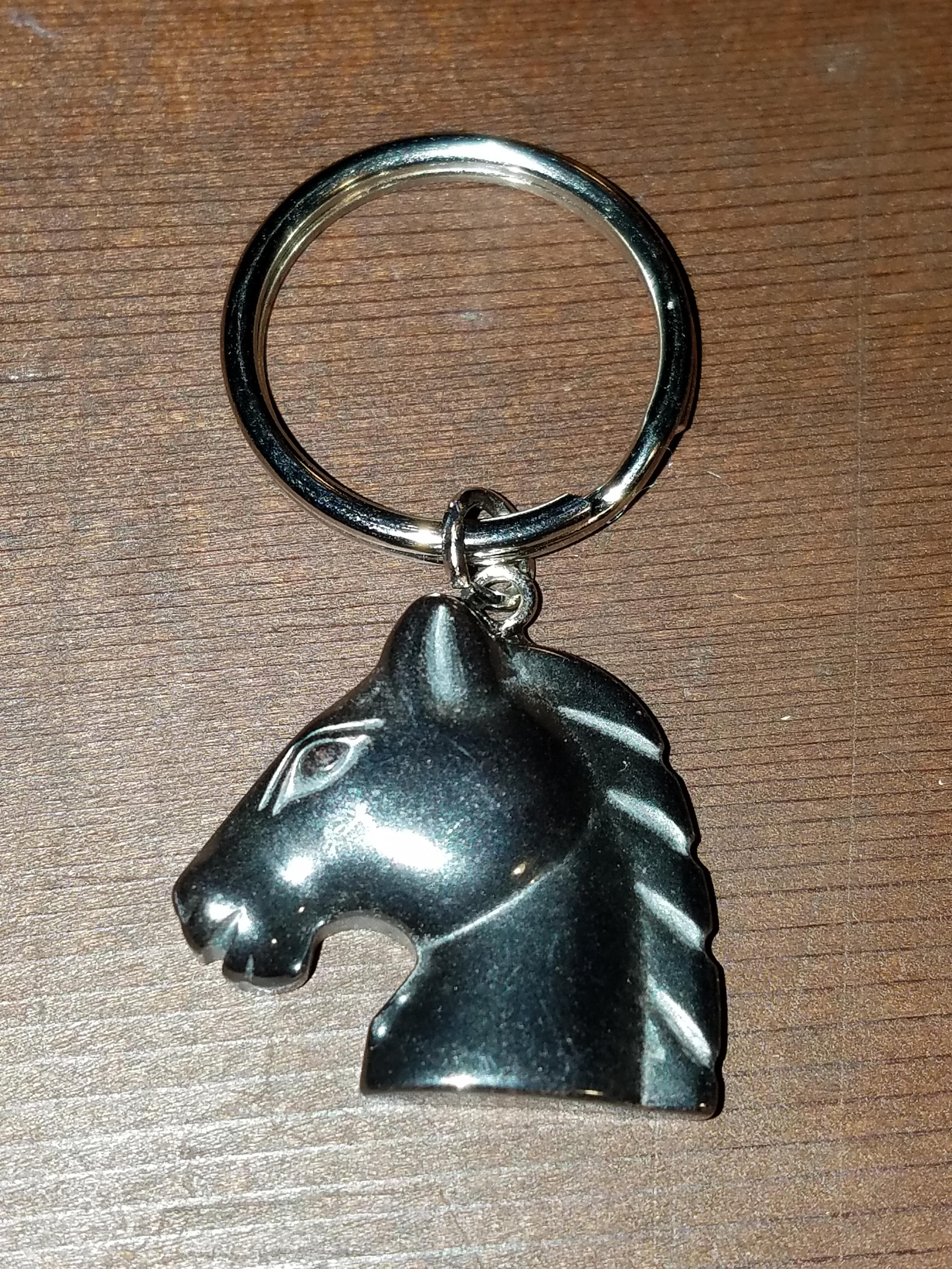 Black Hematite Horse head Keychain Etsy