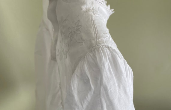 19th Century Victorian Girls Dress Cotton / White… - image 6