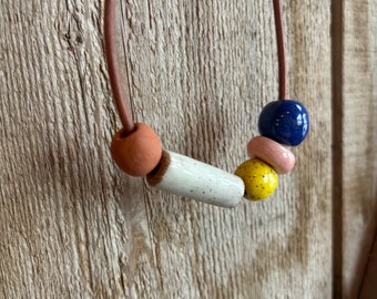 handmade ceramic bead necklace