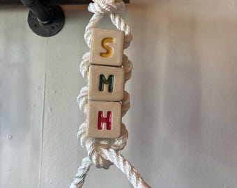 Oversized SMH letter bead wall hang