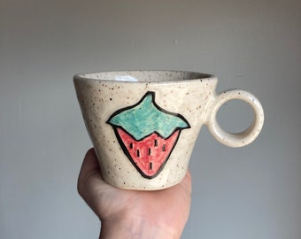 Strawberry coil mug with loop handle