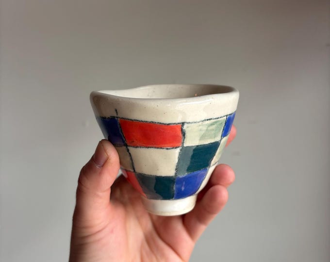 Featured listing image: Rainbow checkered tea cup
