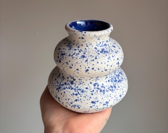 Curvy blue and white vase