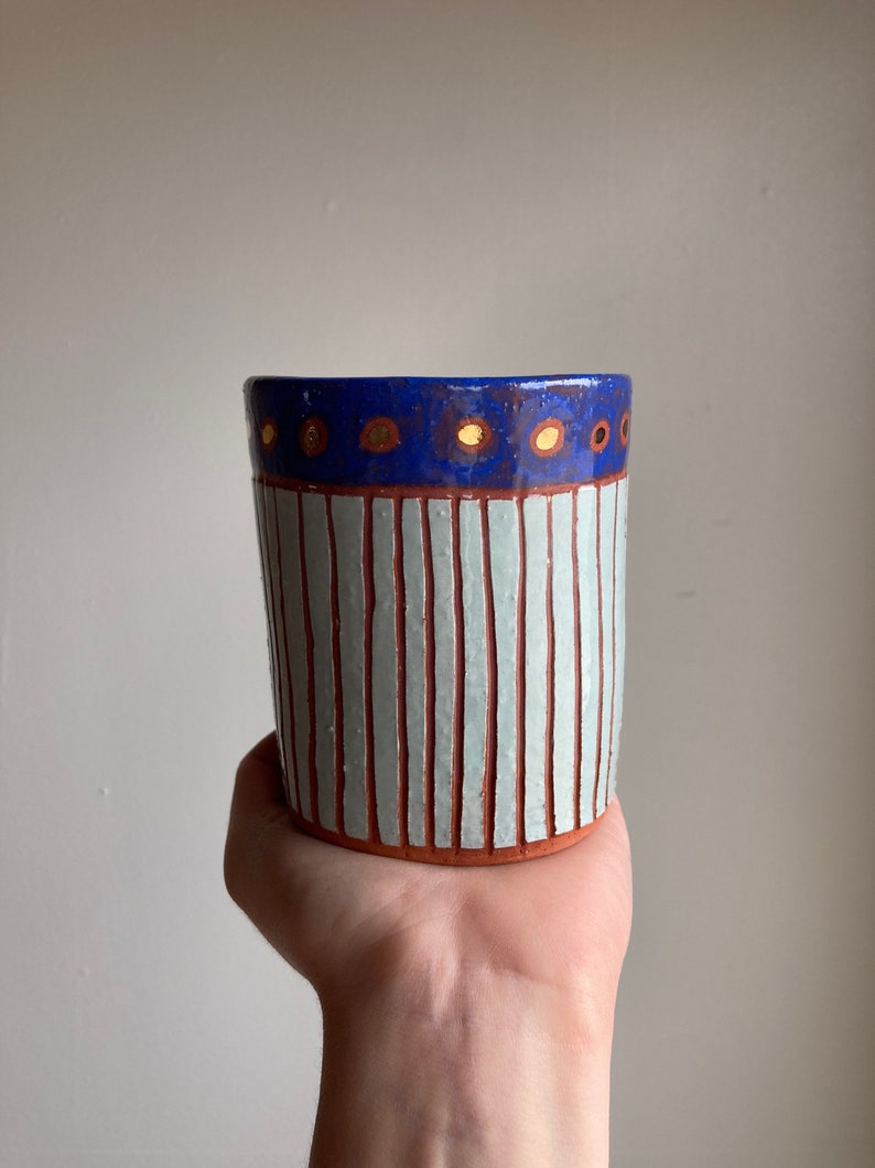 Patterned tumbler with gold luster dots image 1