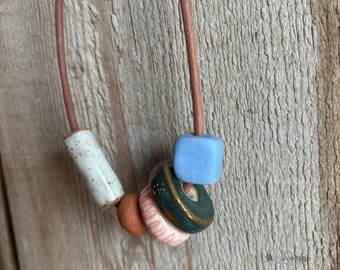 handmade ceramic bead necklace