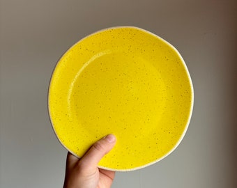 Rounded 8” lunch plate with yellow glaze