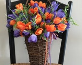 Spring Door Basket Purple Door Basket Summer Front Door Basket Summer Wreath Flower Basket Wall Basket Hanging Basket Tulip Spring Basket
