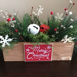 Christmas Table Centerpiece~Rustic Christmas Decor~Farmhouse Christmas Arrangement~Christmas Accent Piece~Christmas Decor~Holiday Bells