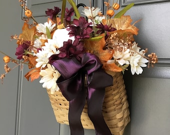 Fall Door Basket Wreath~Autumn Wreath~Fall Basket for Front Door~Front Porch Decor~Autumn Door Basket~Farmhouse Fall Basket~Rustic Decor