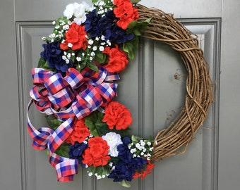 Patriotic Wreath~Red White and Blue Wreath~4th of July Decor~Summer Holiday~Fourth of July~July 4th Wreath~Red White Blue~Summer Wreath