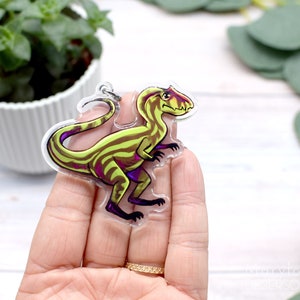 Allosaurus keychain, cute dinosaur, chibi dino, jurassic, paleontology art