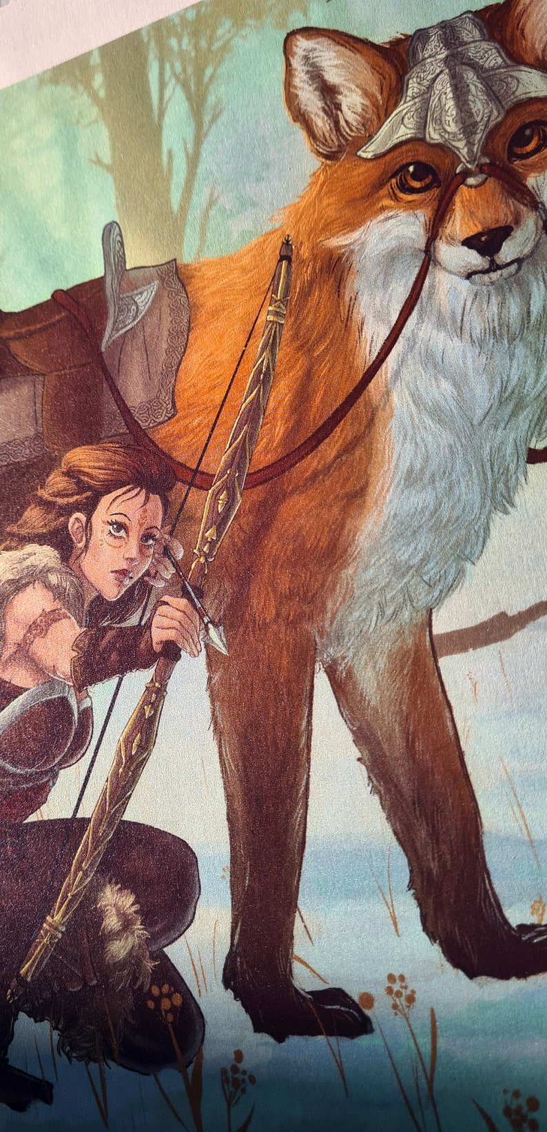 The huntress and her fox - Goddess of hunting, Skadi, Artemis, viking vibes - Illustration A3 Poster, art print by Marylou Deserson image 4