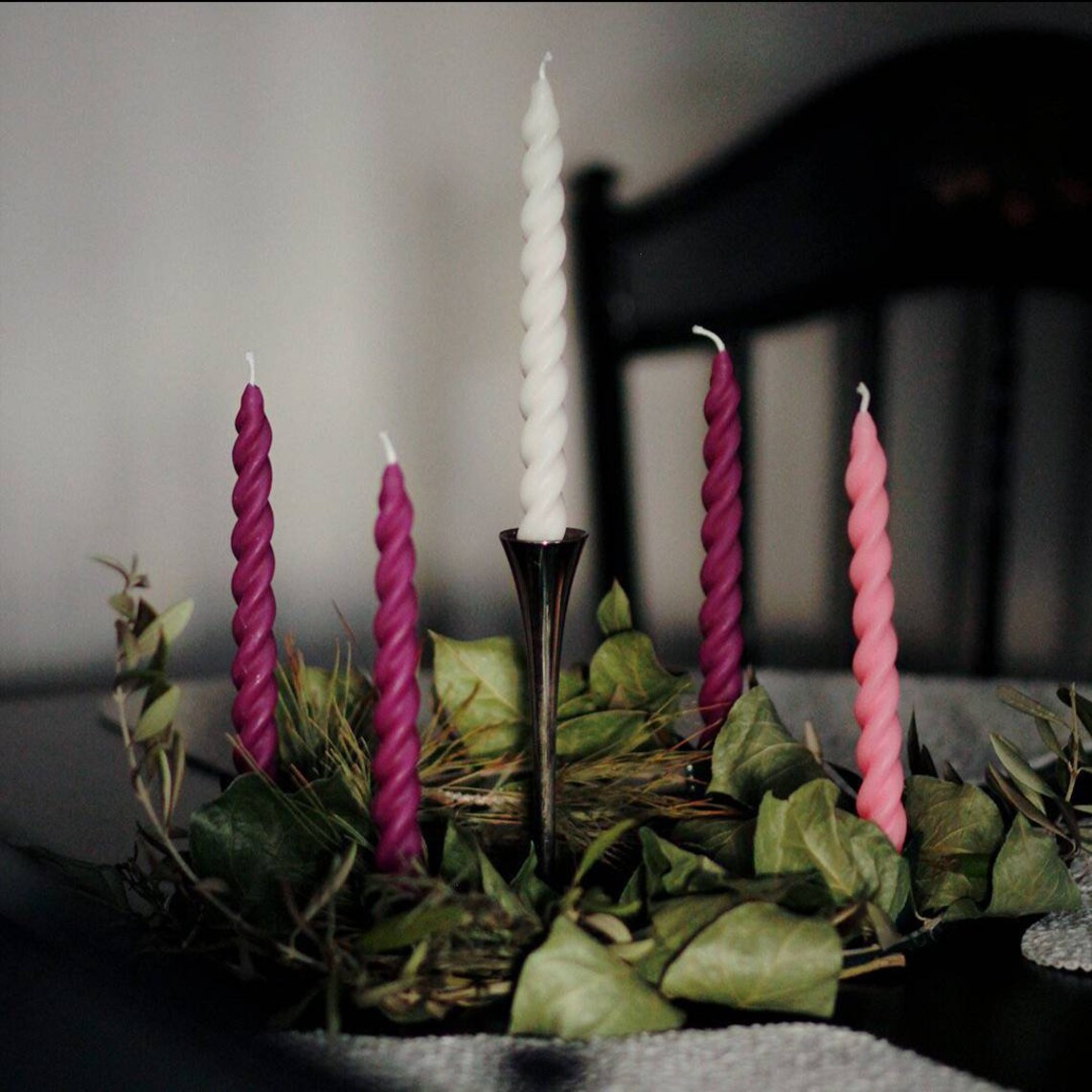 5 Advent Candle Beeswax Set Religious Candles Christmas Etsy