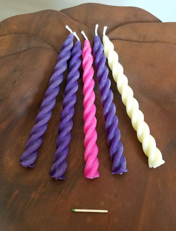 5 Advent Candle Beeswax Set Religious Candles Christmas Etsy