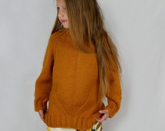 Kids Chunky Knit Fall Sweater Pattern, Top Down (PDF Pattern)
