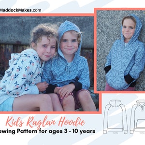 Kids Hoodie Sewing Pattern PDF with Easy Photo Instructions - Ages 3 - 10 years