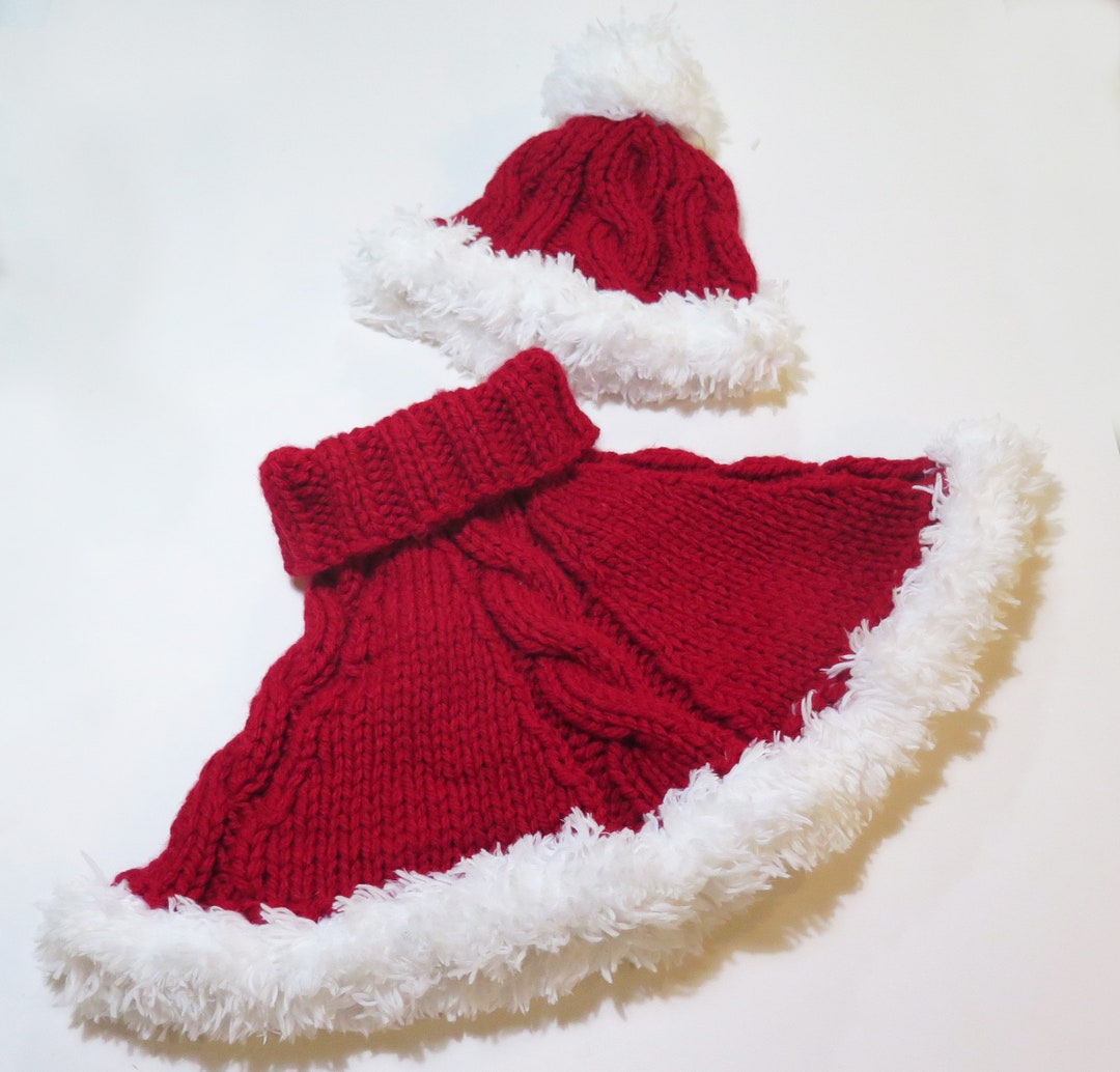 Childs Christmas Poncho Knitting Pattern Father Christmas Hat Etsy