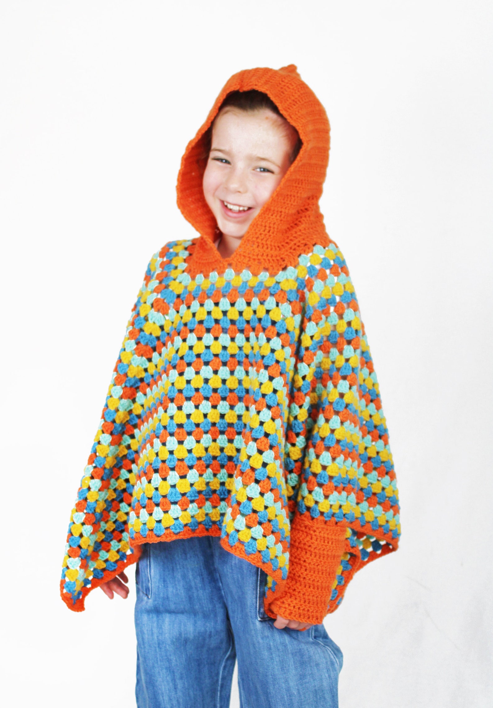 Girls Crochet Poncho Pattern PDF Granny Square Poncho Etsy