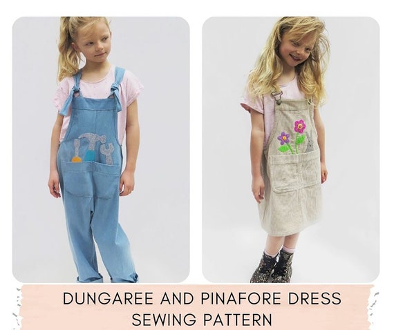 Children s Dungarees and Pinafore Pattern PDF With Optional Applique Template and Instructions Etsy